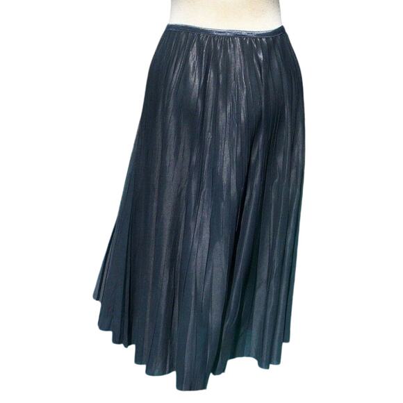 Cache Silver Gray Metallic Luxe Pleated Stretch Waist Soft Skirt NWT $178 New XL - Picture 3 of 6